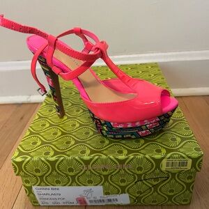 Gianni Bini Neon Pink Strappy Platform Heels